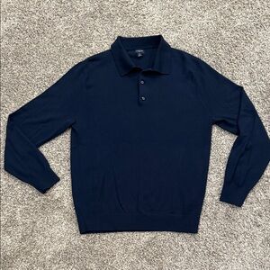 J.Crew Merino wool-blend sweater-polo - navy blue - size medium